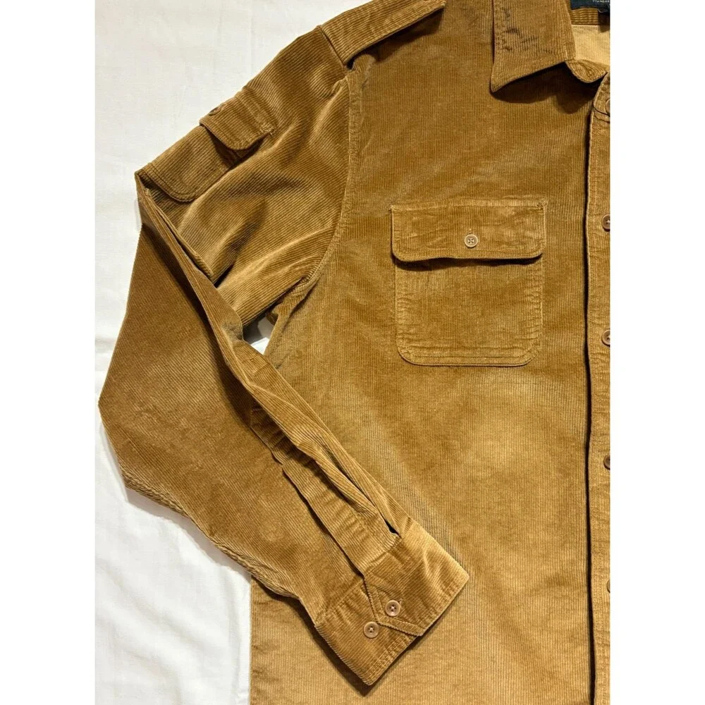 Banana Republic NWT Heritage Corduroy Shirt Men L Brown Utility Safari Jacket